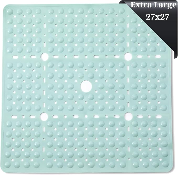 ENKOSI Large 27 x 27 inch Square Non-Slip Shower Mat | Anti Slip Shower Stall by ENKOSI