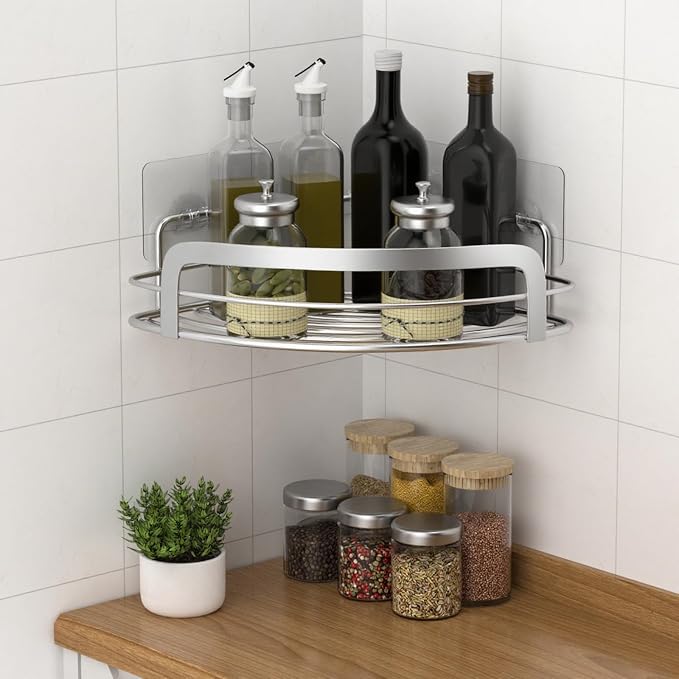 STEUGO 2 Pack Shower Caddy Corner, Bathroom Corner Shower Shelfs, Adhesive Wall - Image 5