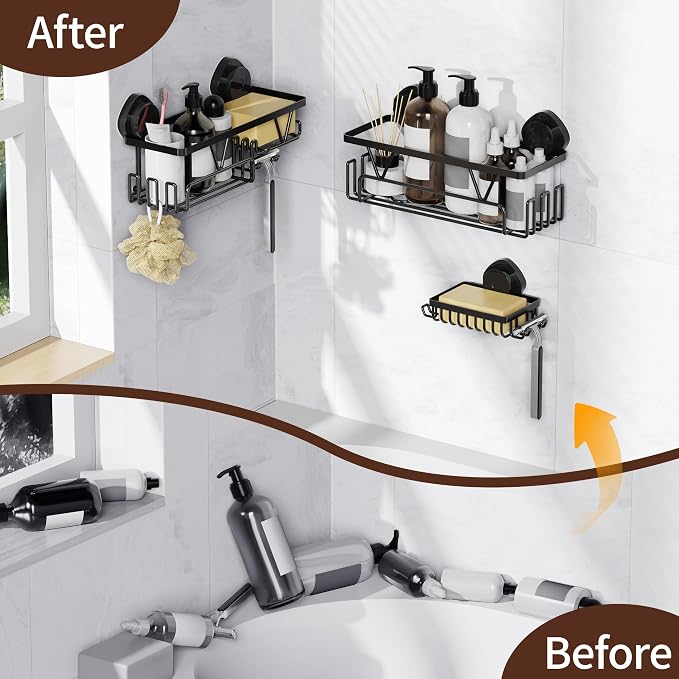 KEGII Shower Caddy Suction Cup, 3 Pack Removable Shower Shelves - Image 5