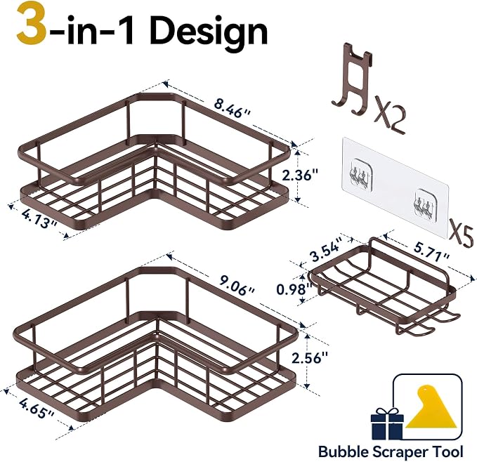 YASONIC Shower Caddy Corner, No Drilling Shower Organizer Corner - Image 2