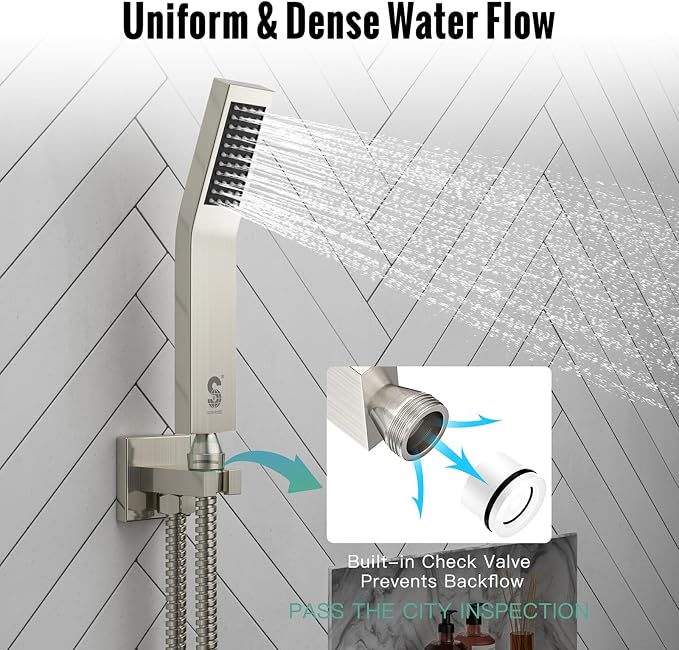 SR SUN RISE 16 Inches Brushed Nickel Shower System Bathroom Luxury Rain Mixer - Image 5