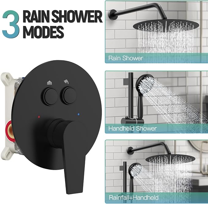 SR SUN RISE Matte Black Shower Faucet Set - Image 3
