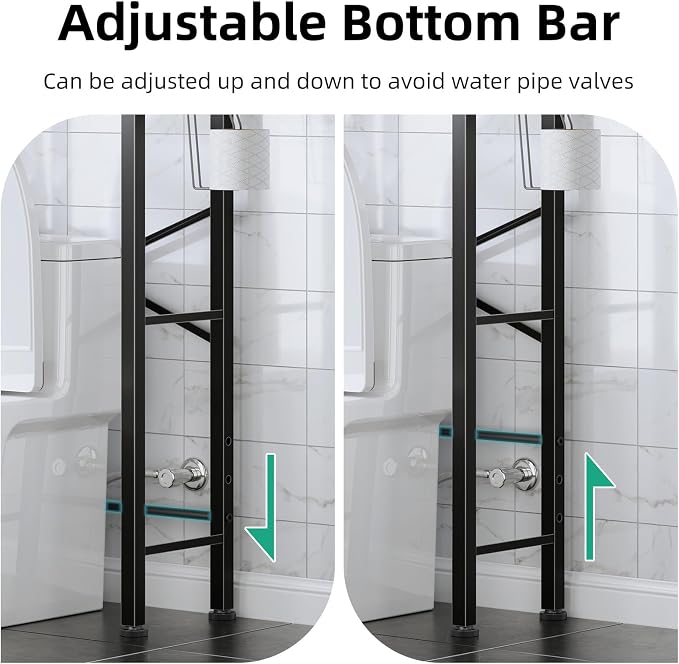 Over The Toilet Storage with X Shape Side Guardrail, 3-Tier Over Toilet Storage - Image 7