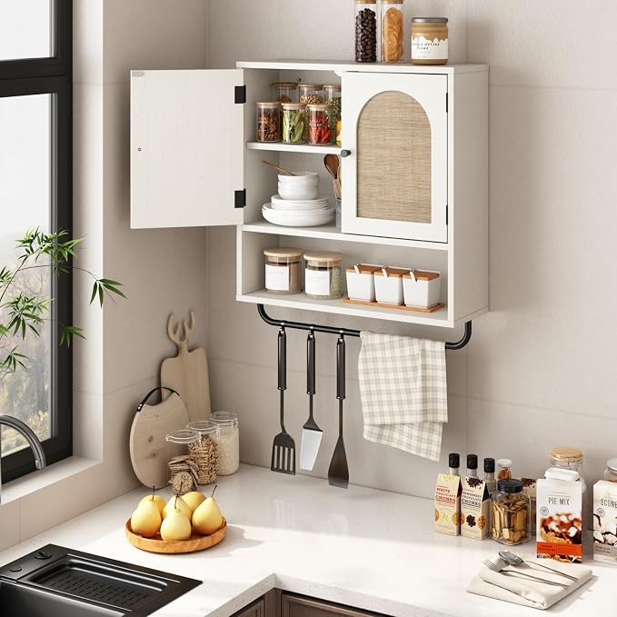 RUSTOWN Rattan Bathroom Wall Cabinet, Boho Medicine Cabinet - Image 8