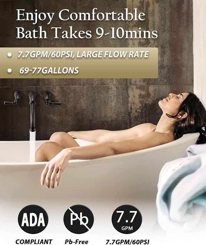 High Flow Wall Mount Tub Filler - Image 6
