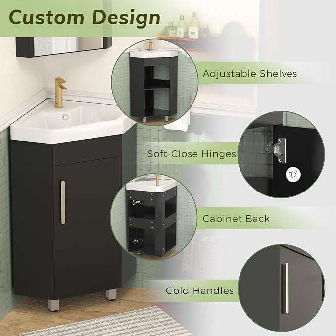 24" Corner Bathroom Vanity Sink - Image 3