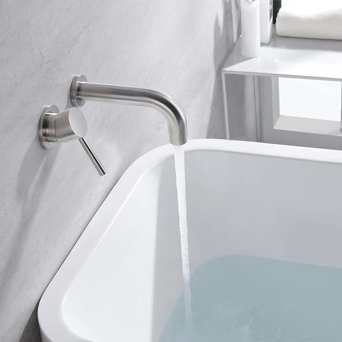 SUMERAIN Bathtub Faucet Brushed Nickel Wall Mount Tub Filler Single Left-Handed - Image 5