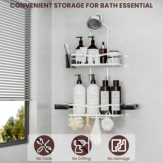 REINHARDT Shower Caddy Hanging, Rustproof Shower Caddy Anti-Swing Shower - Image 2