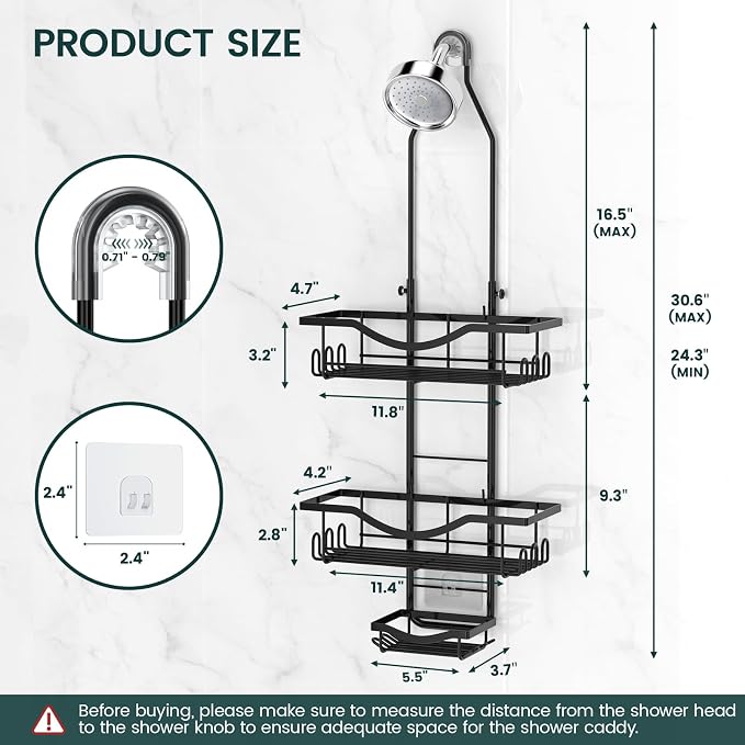 Shower Caddy Hanging Adjustable Shower Caddy, Rustproof Shower Organizer - Image 7