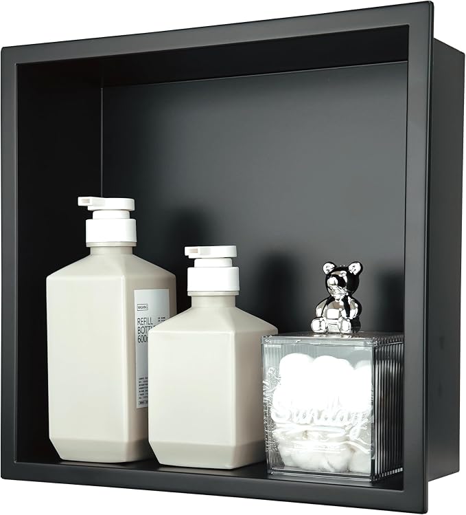 12x12 Matte Black Shower Niche by IKITRAEE