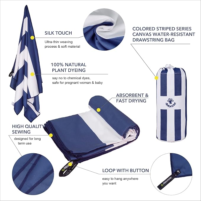 4Monster Microfiber Beach Towel Quick Dry, Super Absorbent Lightweight Travel - Image 3