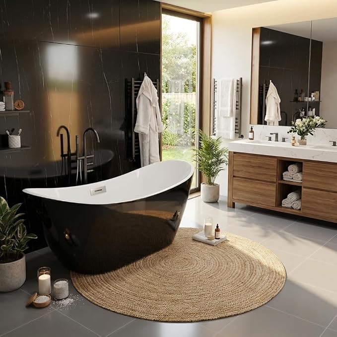 Bathtub with Upturned Ends, CUPC Chrome Drain and Overflow, Built-in Overflow - Image 3