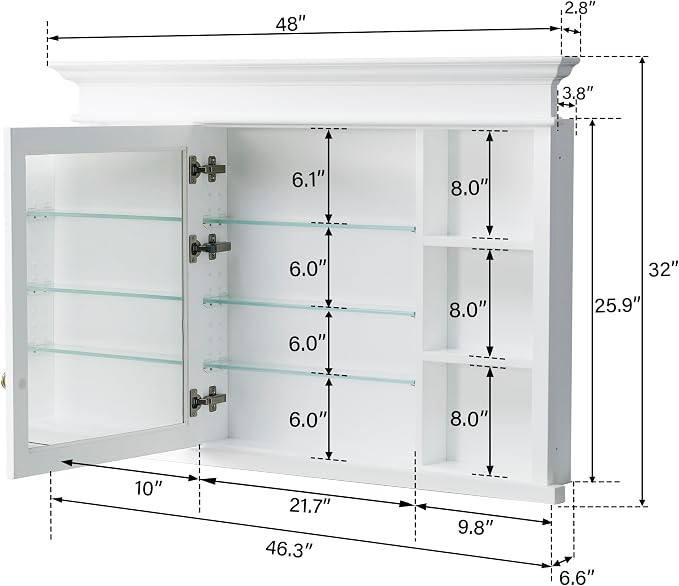 WELLFOR 48"x 32" Bathroom Medicine Cabinet - Image 2