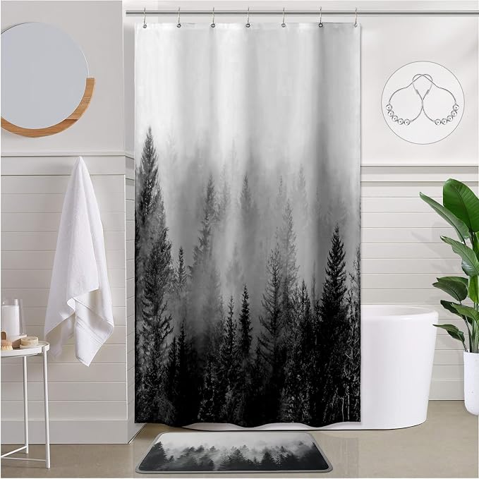 ORTIGIA 36x72 Misty Forest Stall Shower Curtain by ORTIGIA