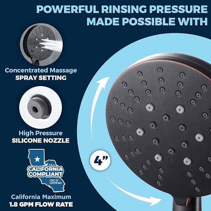 HammerHead Showers® Solid METAL 3-Spray Handheld Shower Head - Image 4