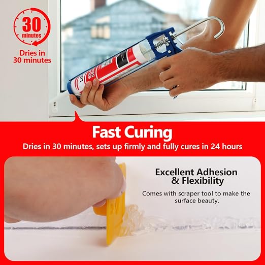 Clear Advanced Silicone Caulk & Sealant, 10Oz Cartridge, 100% Waterproof RTV - Image 6
