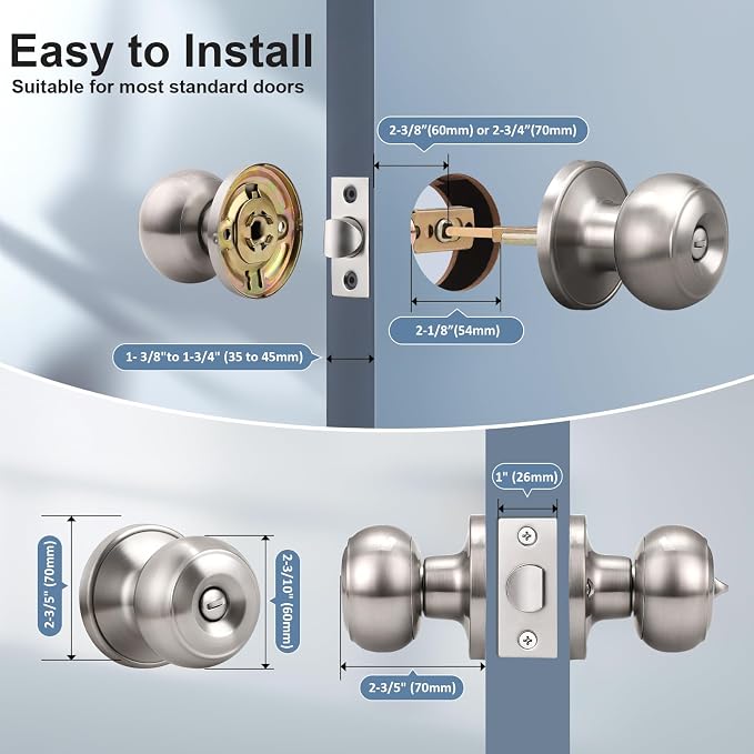 KNOBWELL Brushed Nickel Door Knobs - Image 4