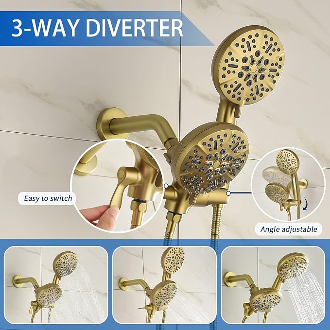 Dual Shower Faucet Set with Valve High Pressure Dual 2 in 1 Shower Combo Set - Image 3