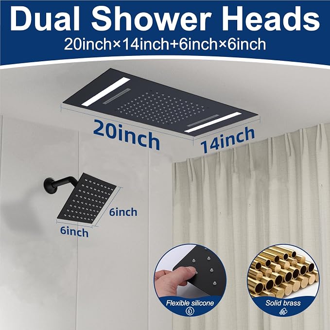 Dual Rain Shower Head Thermostatic Luxury Spa Shower System And Ceiling Mount - Image 3