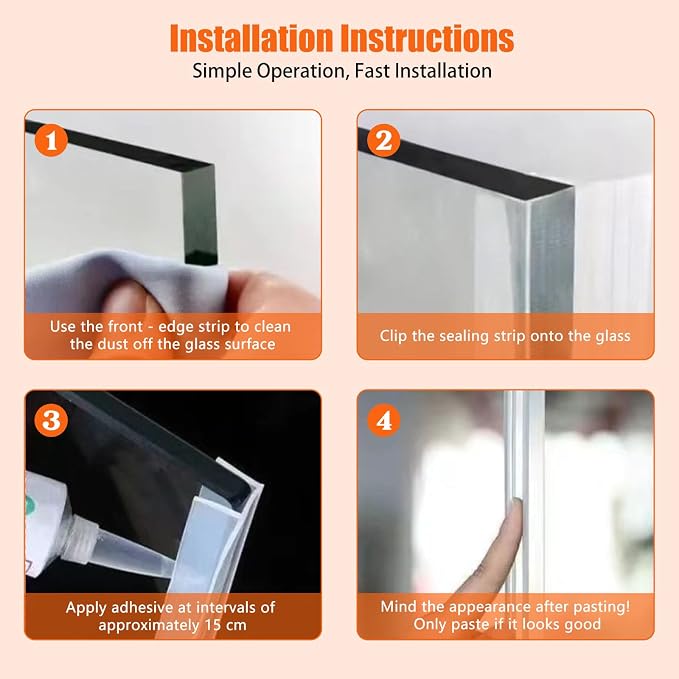 Frameless Soft Shower Door Sweep Seal Drip Rail, Glass Shower Silicone Door - Image 8