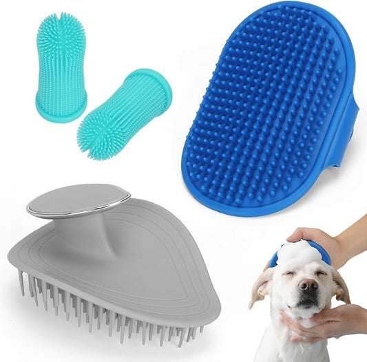 4Pcs Dog Bath Brush Set Non-Slip Shampoo Brush Anti-Slip Adjustable Massage by Unknown