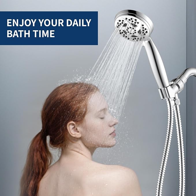Hand Held Shower Head, High Pressure 6 Spray Mode Handheld Showerhead, Chrome - Image 8