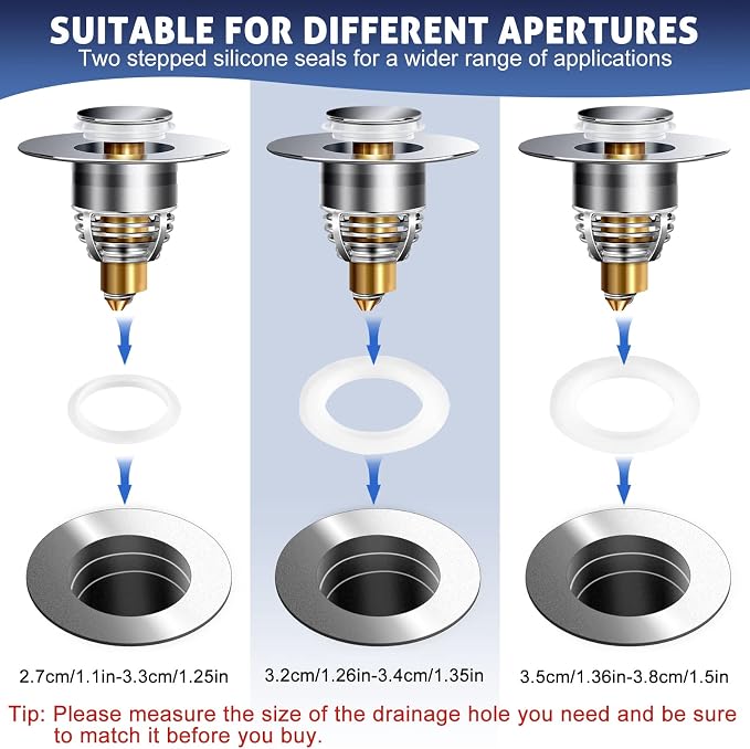 AURUZA 2 Pack Universal Bathroom Sink Stopper, Strainer - Image 6