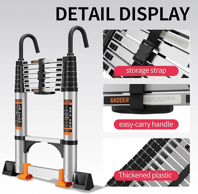 Telescoping Ladder, 10.5FT Aluminum Multi-Purpose Collapsible Ladder - Image 5