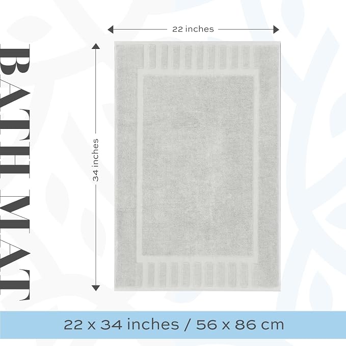 White Classic Luxury Bath Mat Floor Towel Set - Image 3