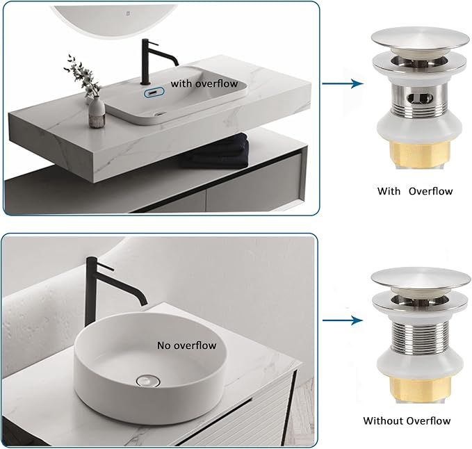 Bathroom Sink Drain, Drain Stopper Bathroom Sink Without Overflow, Pop Up Drain - Image 4