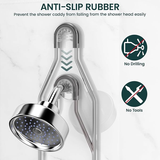 Shower Caddy Hanging Adjustable Shower Caddy, Rustproof Shower Organizer - Image 4