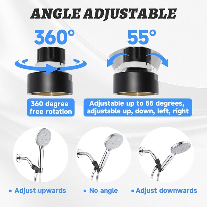 Plastic Shower Head Holder for Hand Held Showerhead Adjustable Shower Arm Mount - Image 5