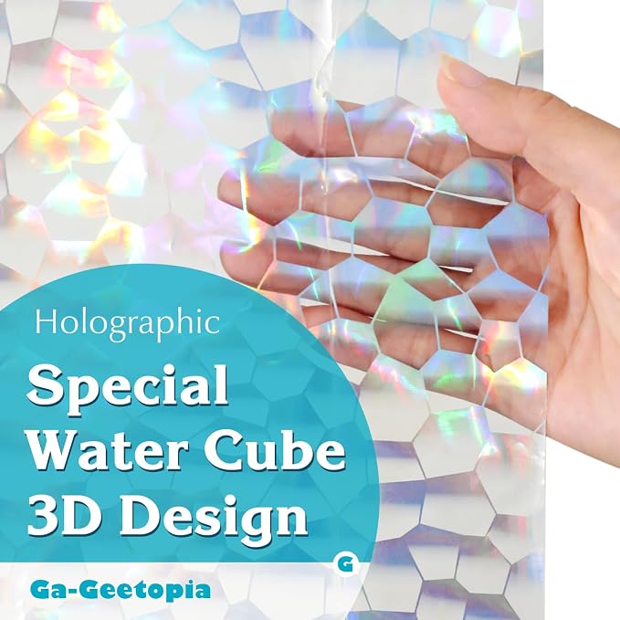 Holographic Thin 3D EVA Shower Curtain Liner Water Cube, 72x72 Premium Light - Image 8
