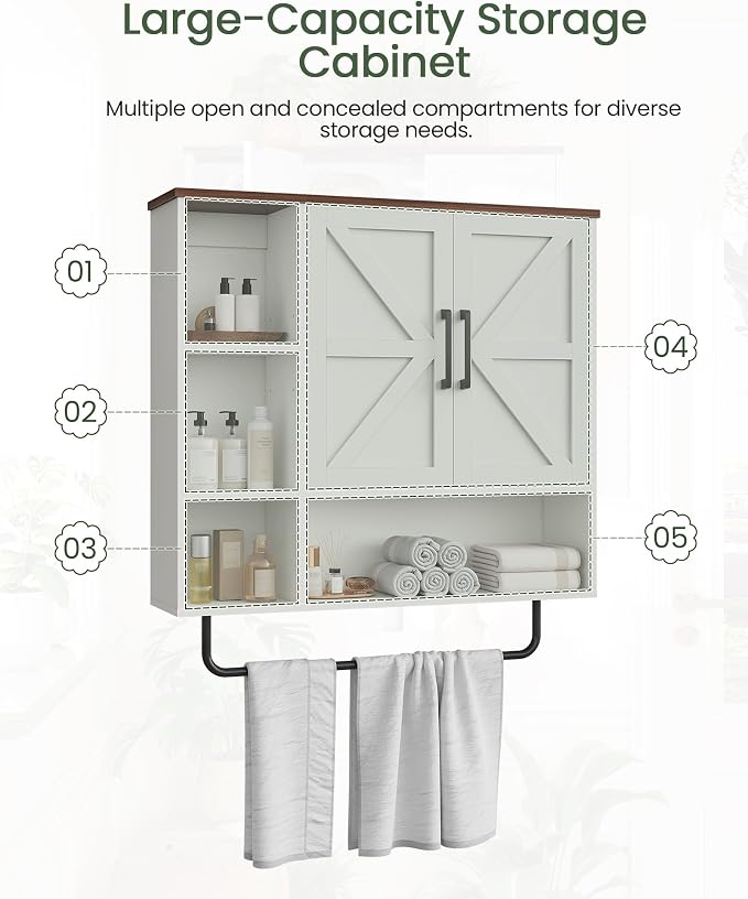 Bathroom Wall Cabinet, Medicine Cabinet Wall Mounted, Over Toilet Storage - Image 6