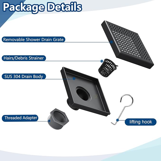 Neodrain 6 Inch Square Shower Drain - Image 3