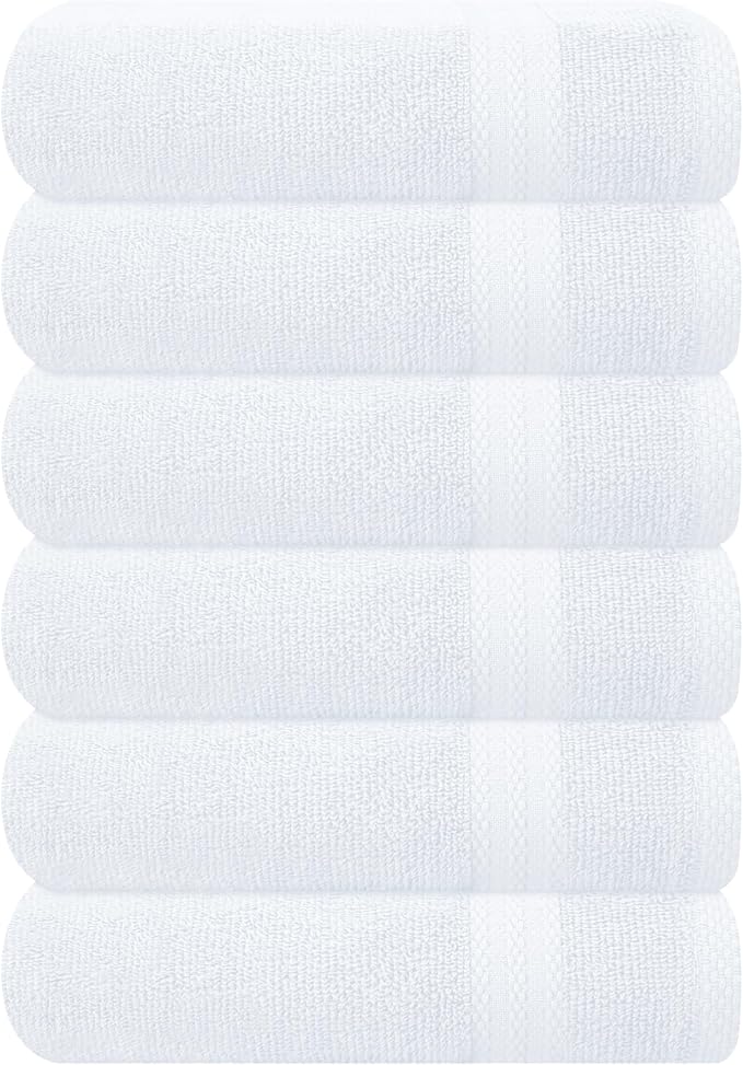 GLAMBURG Ultra Soft 6-Piece Hand Towel Set 16x28-100% Ringspun Cotton by GLAMBURG