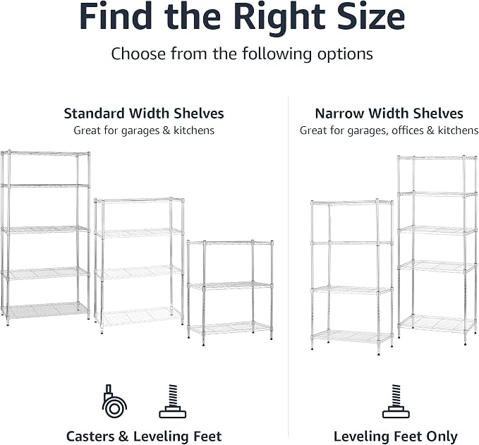 Amazon Basics 4-Shelf Adjustable Heavy Duty Steel Wire Rack Storage Shelving - Image 6