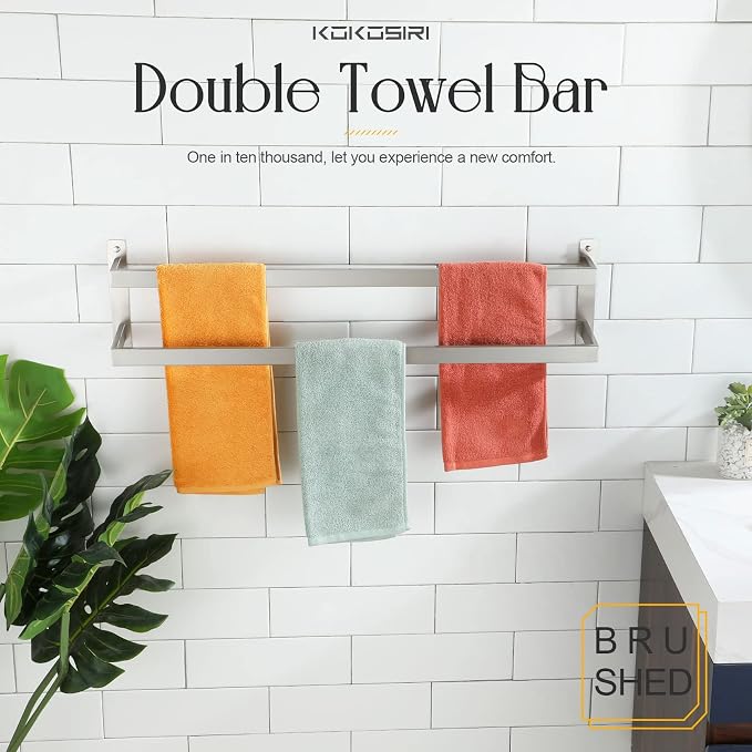 KOKOSIRI Bath Towel Bars 32 Inches Bathroom 2-Tiers Ladder Towel Rails Towel - Image 3