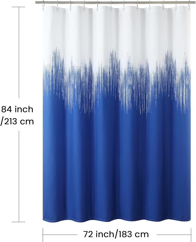 Extra Long Fabric Shower Curtain, Royal Blue Microfiber Cloth Shower Curtains - Image 6