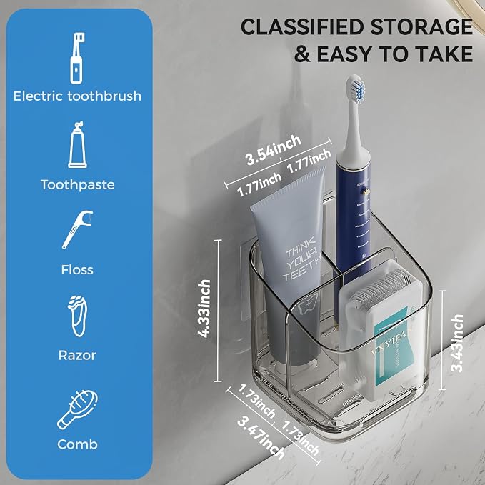 Toothbrush Holders for Bathrooms, 3 Slots Detachable Electric Toothbrush Holder - Image 5