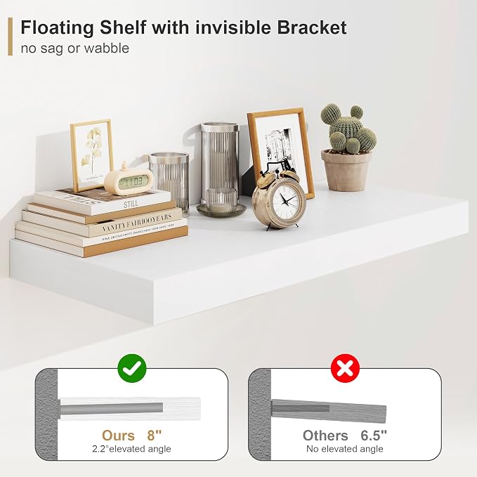 Heimlove 12" Deep White Floating Shelves - Image 3
