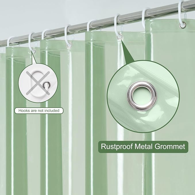 UFRIDAY Green Clear 72 x 84 Shower Curtain Liner, Extra Long Clear Shower - Image 3