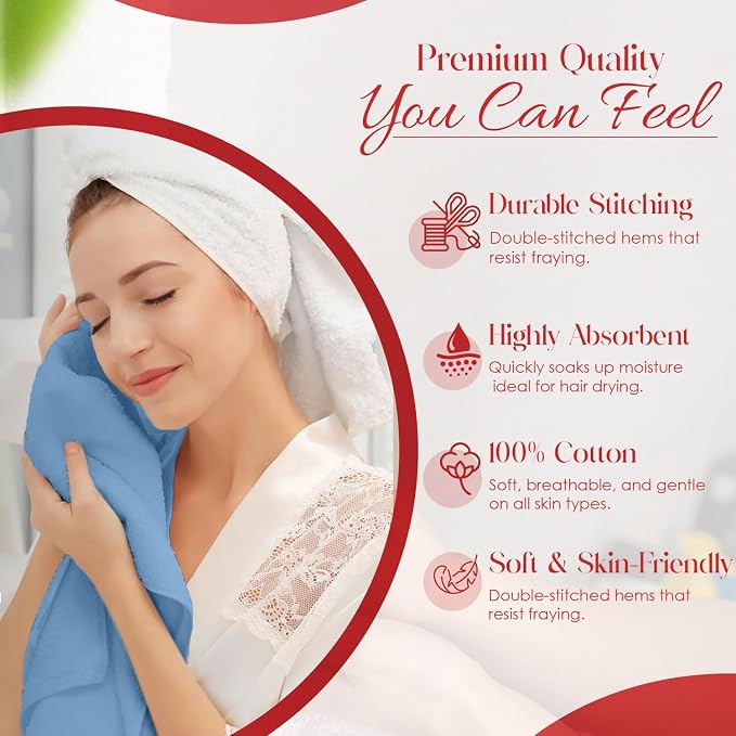 RIVERSIDE 6 Pack Premium Hand Towels Set, 16x28 inches, 100% Ring Spun Cotton - Image 3