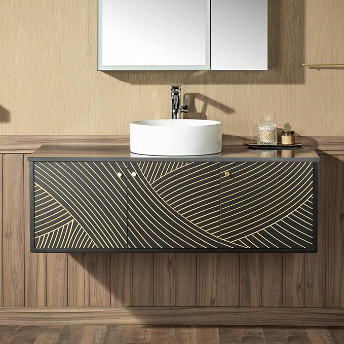 Woodbridge 48" Wall Mounted Floating Bathroom Vanity – Round Ceramic Vessel by WOODBRIDGE