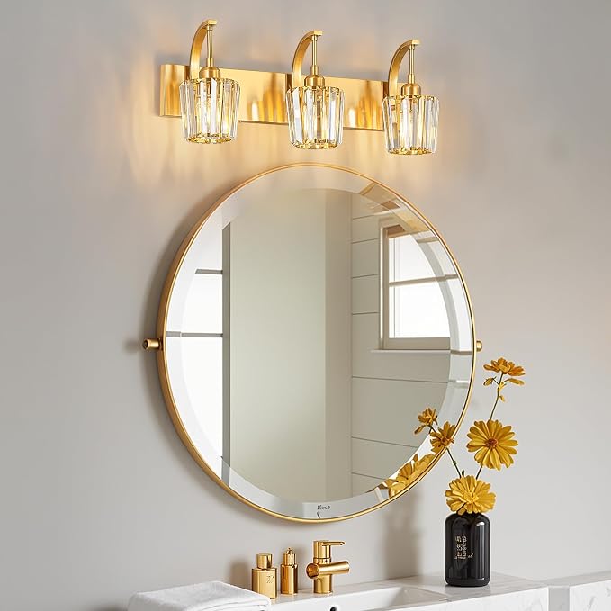 Modern Bathroom Vanity Light, 3-Light Gold Wall Sconce - Image 3