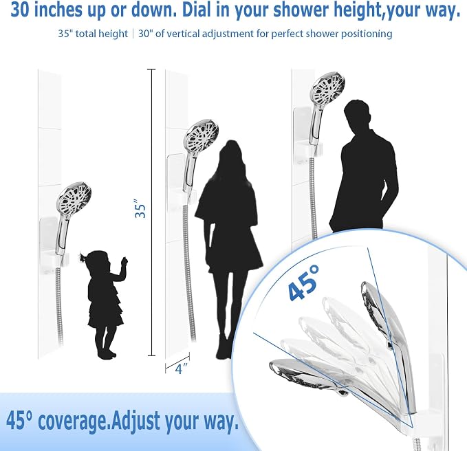 Modular Magnetic Handheld Shower Holder, 5-Section Customizable Sliding Rail - Image 4