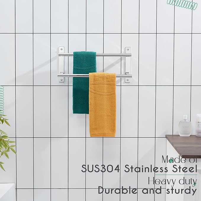 KOKOSIRI Bathroom Towel Racks 16 Inch Double Towel Bars Bath Towel Holder Towel - Image 3