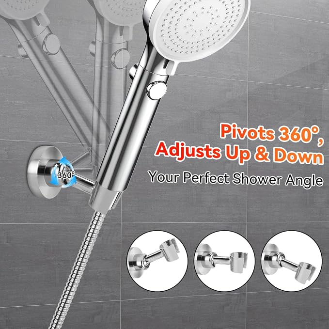 Shower Head Holder All Metal Handheld Shower Wand Bracket Adjustable Handheld - Image 5