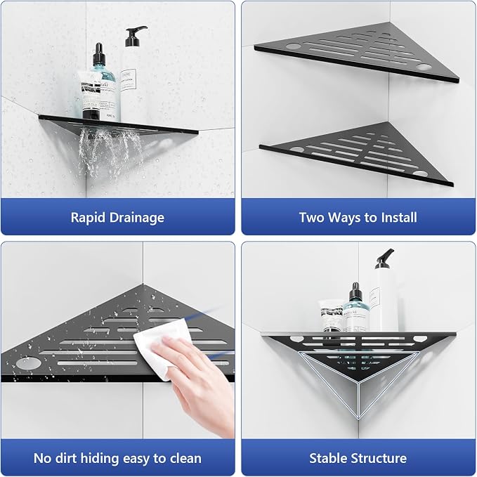 lives Corner Shower Shelf 10" Slot Design Recessed Shower Shelves - Image 4