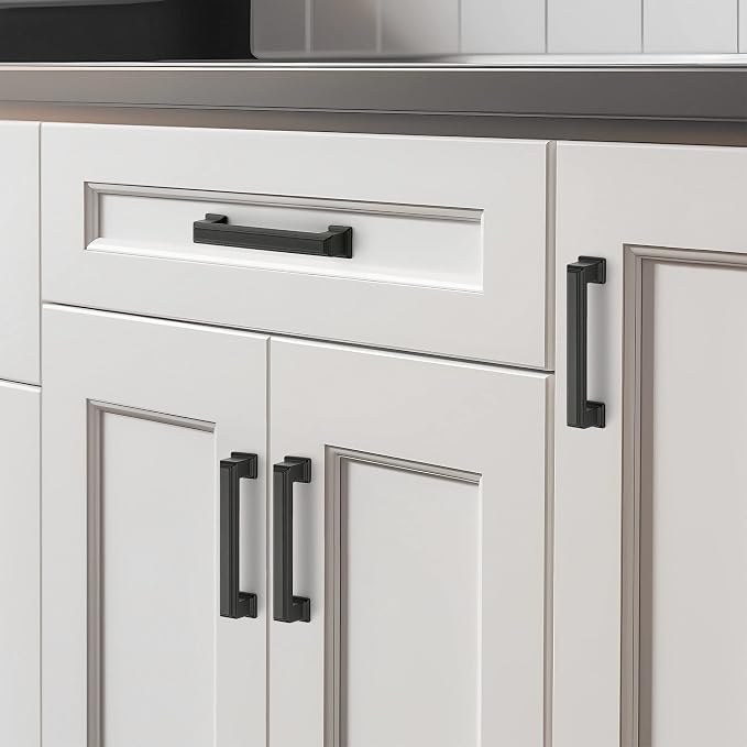 Ravinte Hardware 25 Pack Matte Black Cabinet Pulls, 3-3/4 Inch Hole Center Zinc - Image 6